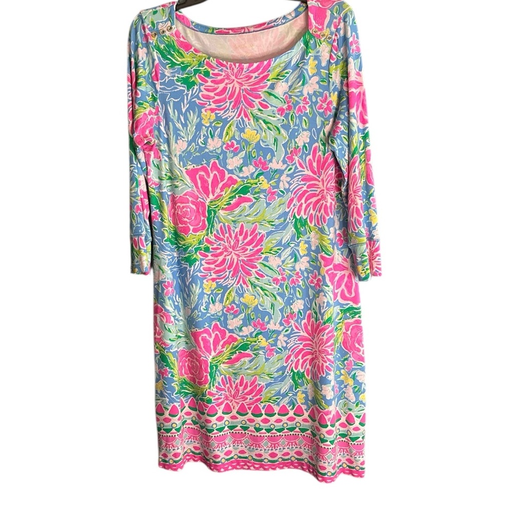 Lilly Pulitzer UPF 50+ Sophie dress blue bunny business pattern size L